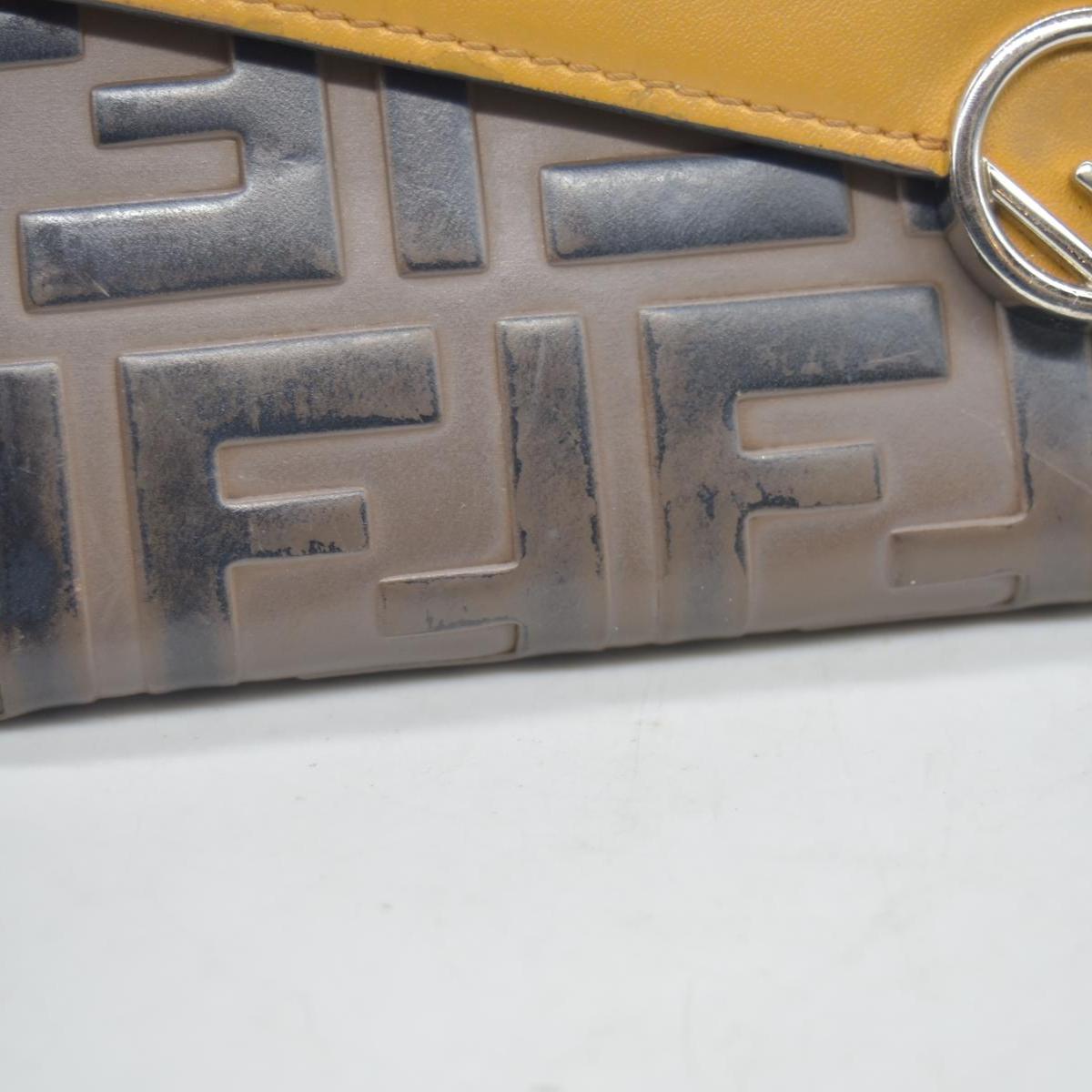 $890 Fendi Vitello Cruise F is Fendi Bi-Color FF 1974 Embossed Continental Envelope Wallet Maya Yellow