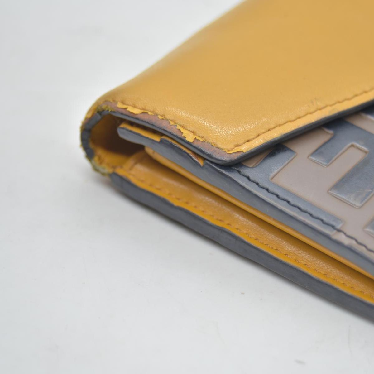 $890 Fendi Vitello Cruise F is Fendi Bi-Color FF 1974 Embossed Continental Envelope Wallet Maya Yellow