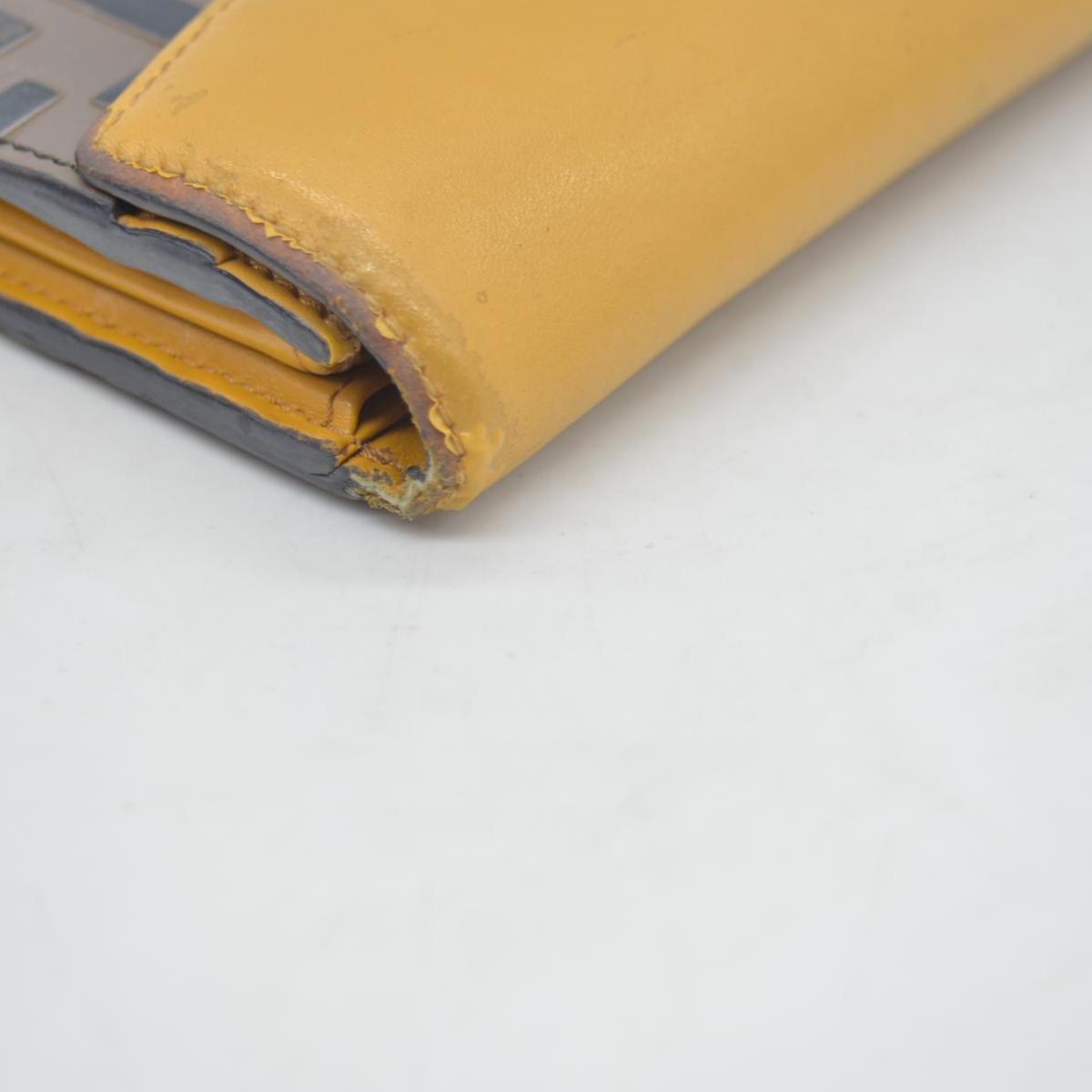 $890 Fendi Vitello Cruise F is Fendi Bi-Color FF 1974 Embossed Continental Envelope Wallet Maya Yellow