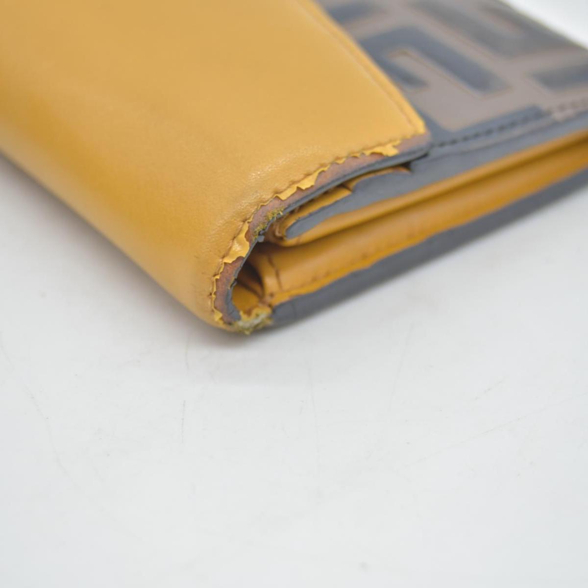 $890 Fendi Vitello Cruise F is Fendi Bi-Color FF 1974 Embossed Continental Envelope Wallet Maya Yellow