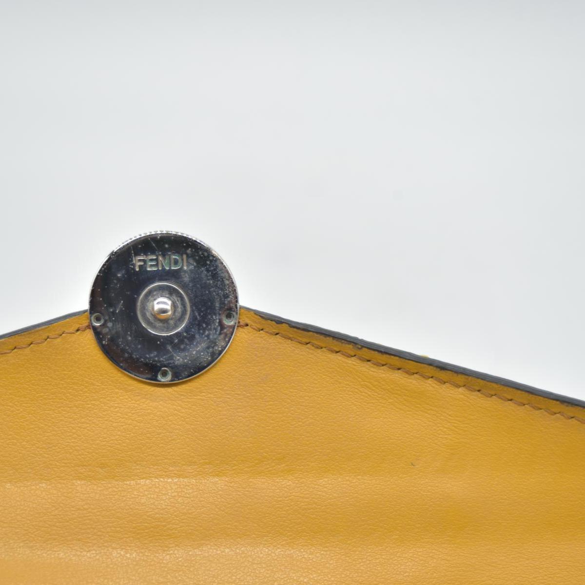 $890 Fendi Vitello Cruise F is Fendi Bi-Color FF 1974 Embossed Continental Envelope Wallet Maya Yellow