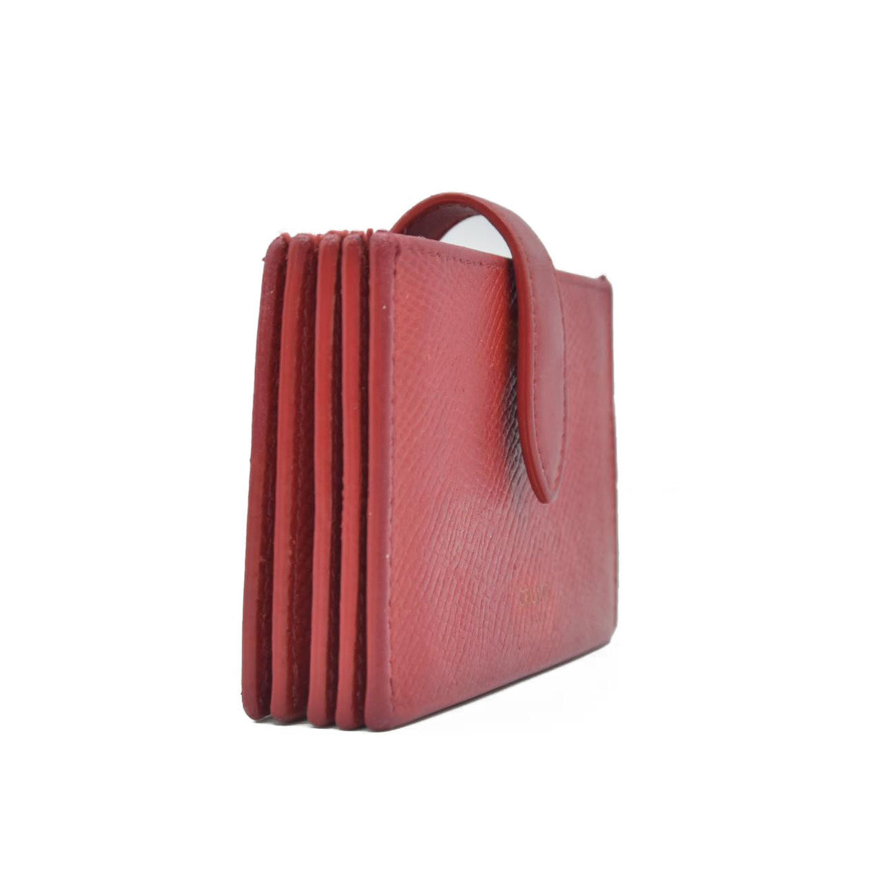 $590 CELINE Logo Leather Card Case Red