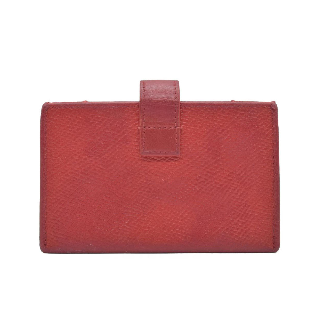$590 CELINE Logo Leather Card Case Red