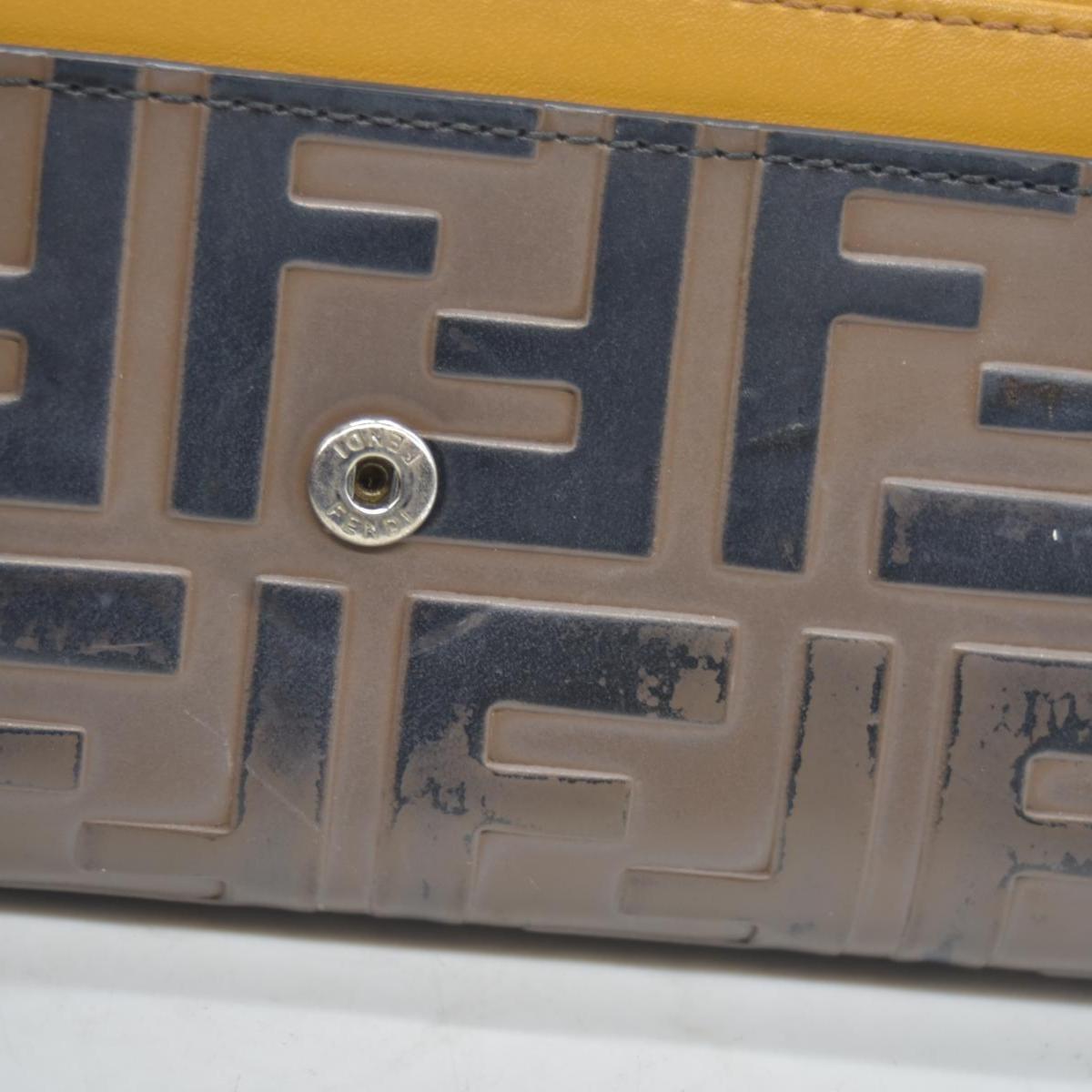 $890 Fendi Vitello Cruise F is Fendi Bi-Color FF 1974 Embossed Continental Envelope Wallet Maya Yellow
