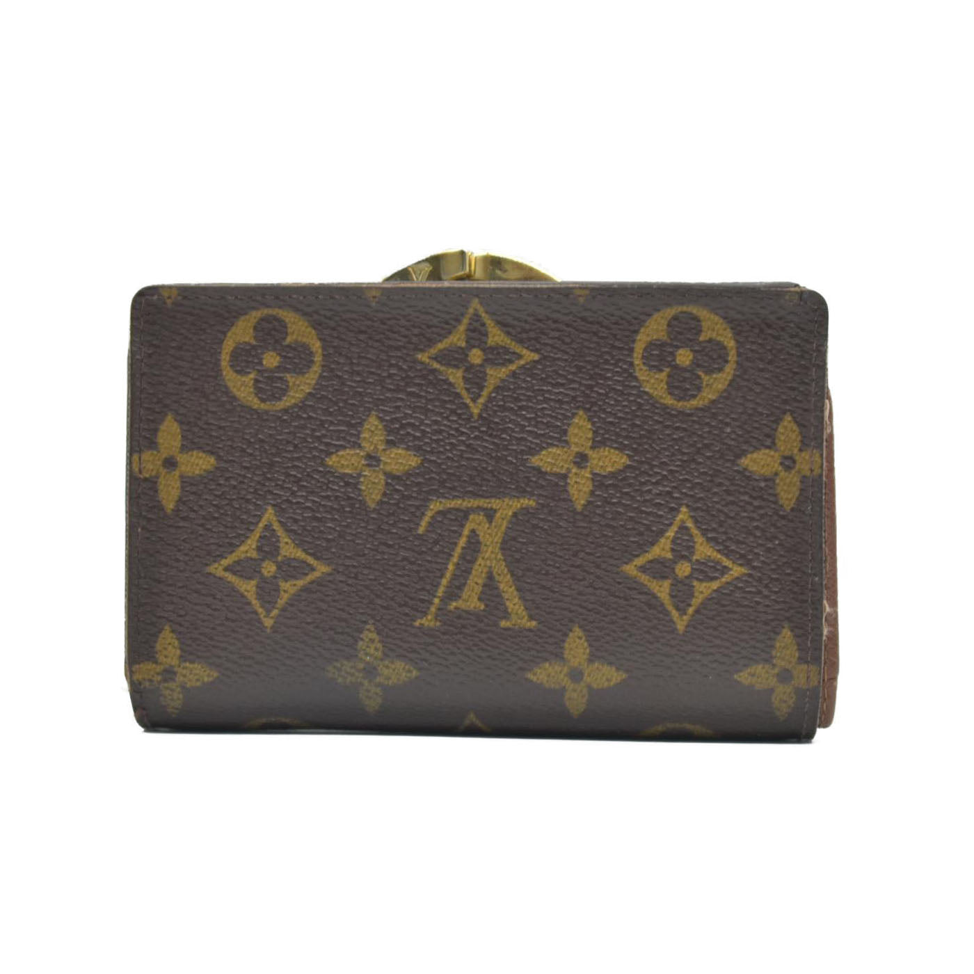 $750 2004 LOUIS VUITTON Monogram Kiss Lock Wallet TH0054