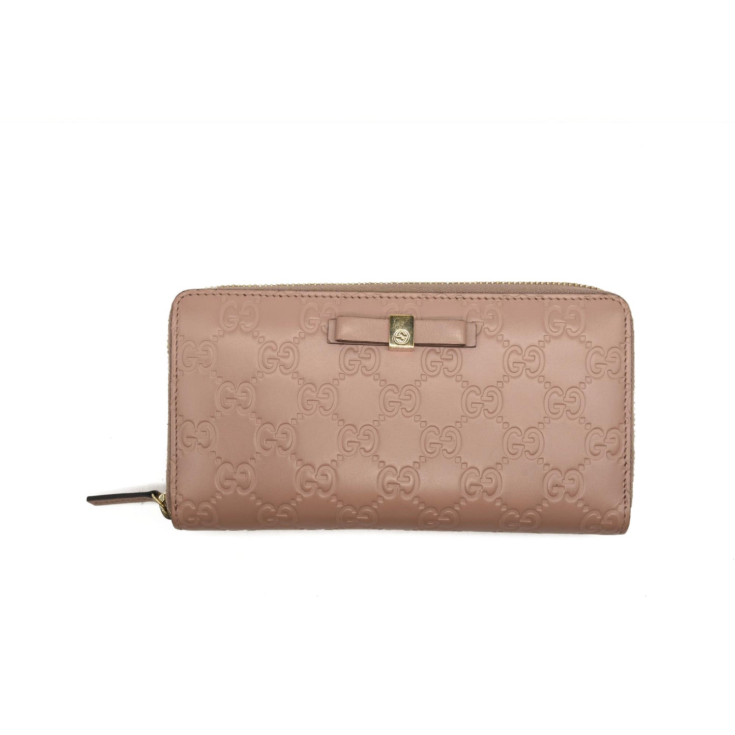 Guccissima Bow Zip Around Wallet Pink