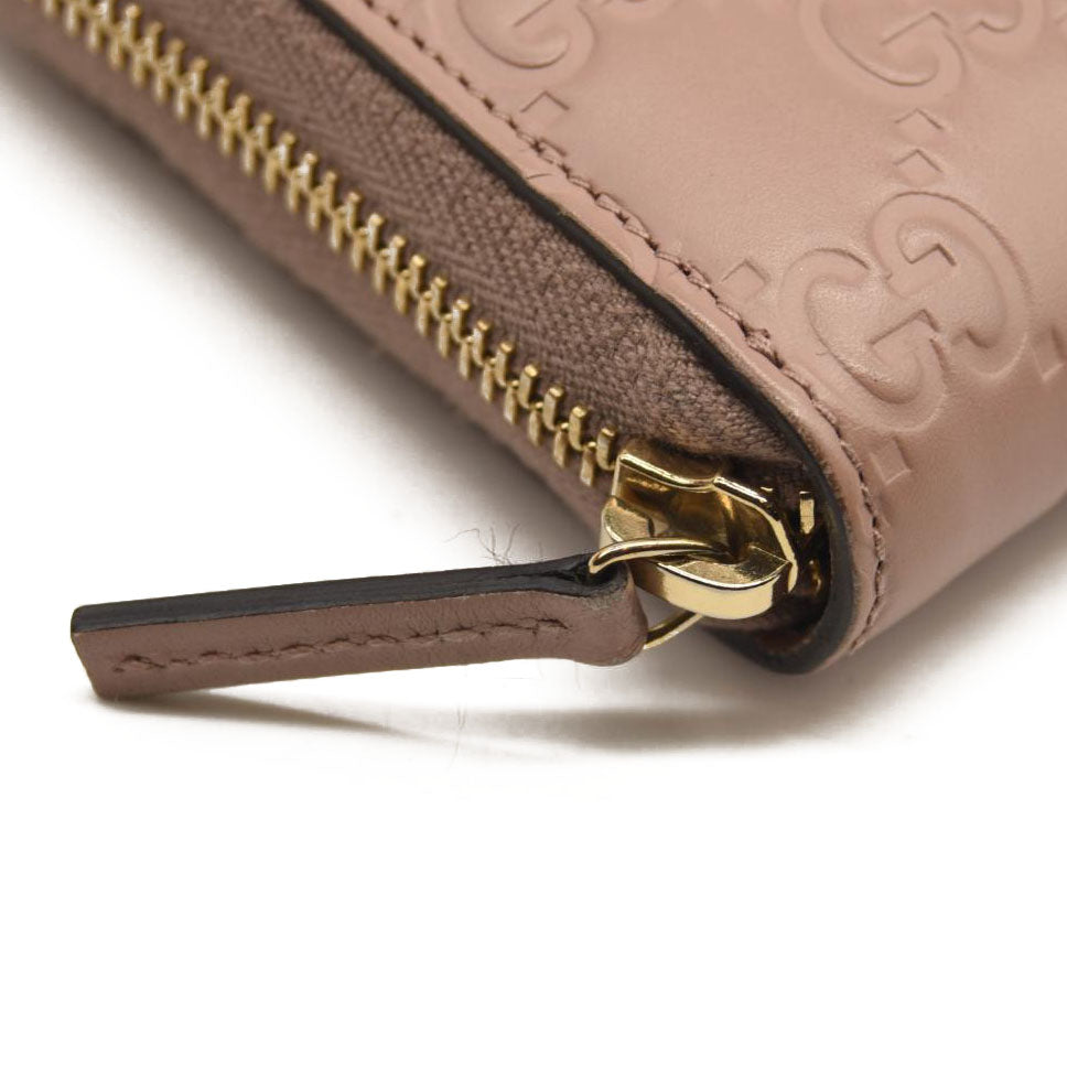 Guccissima Bow Zip Around Wallet Pink