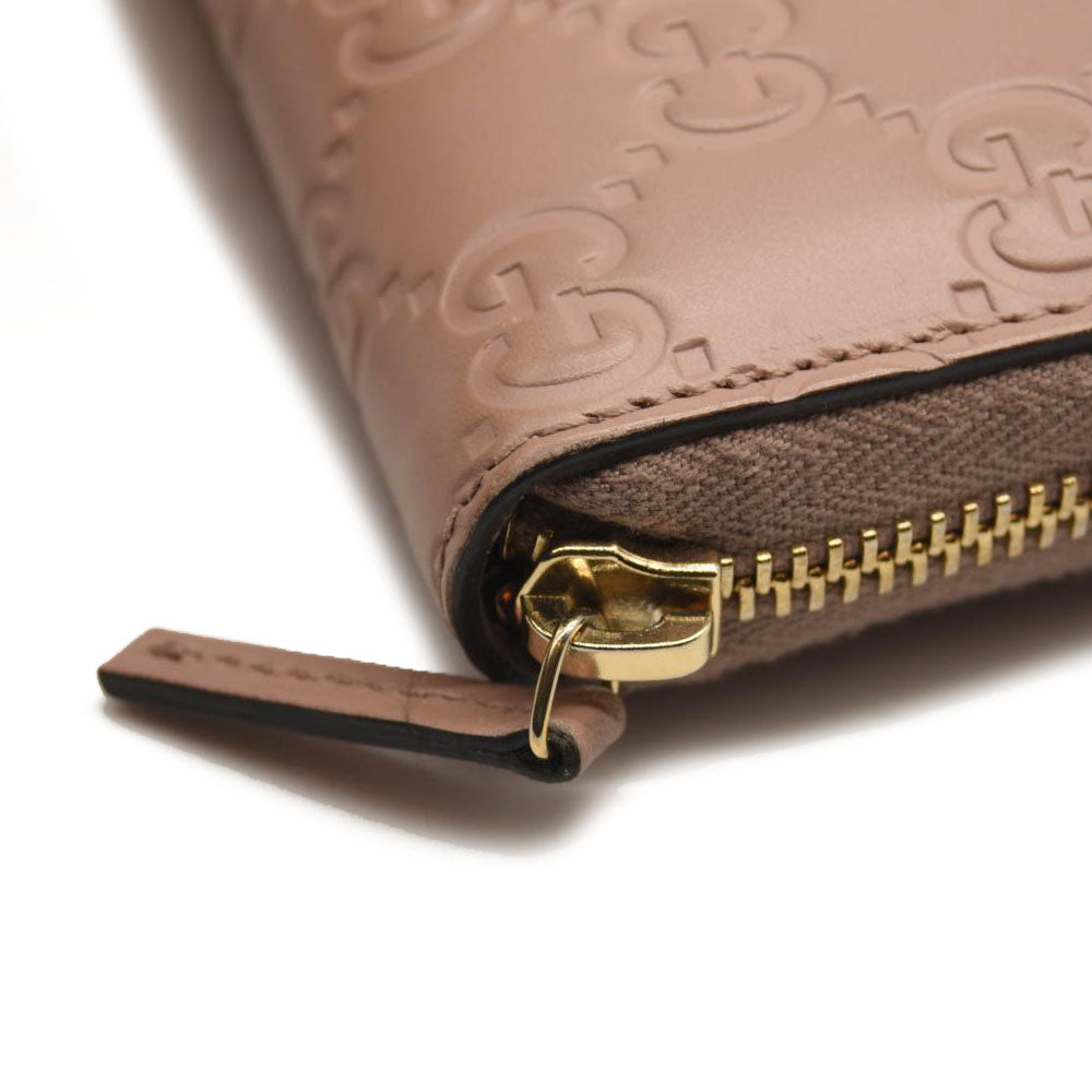 Guccissima Bow Zip Around Wallet Pink