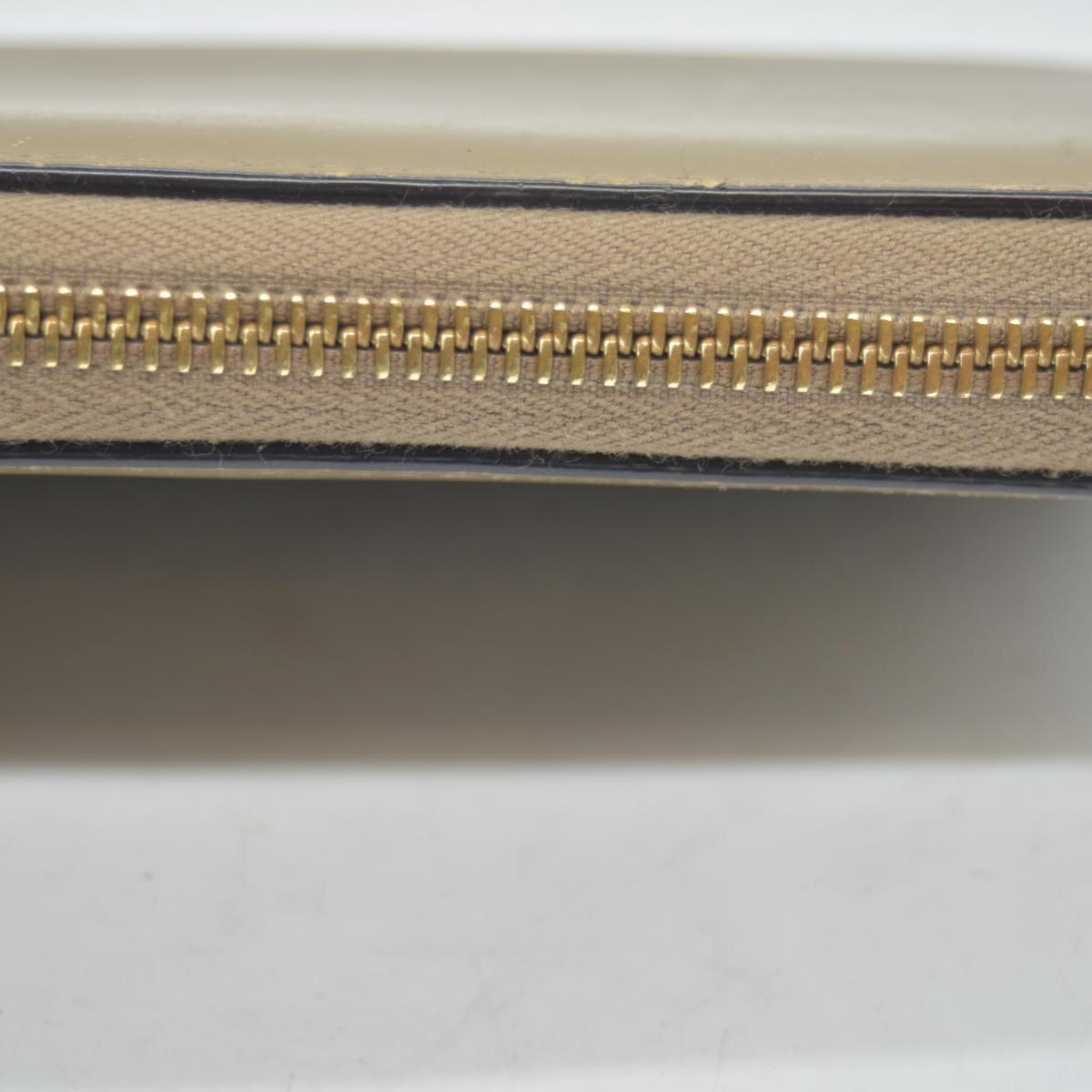 $795 GUCCI Bamboo Pearl Leather Zip Around Long Wallet Beige