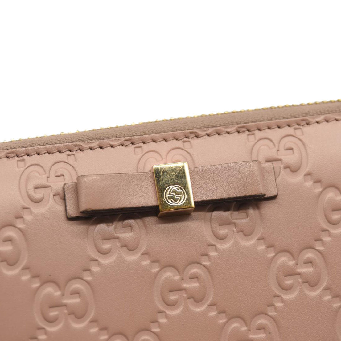 Guccissima Bow Zip Around Wallet Pink