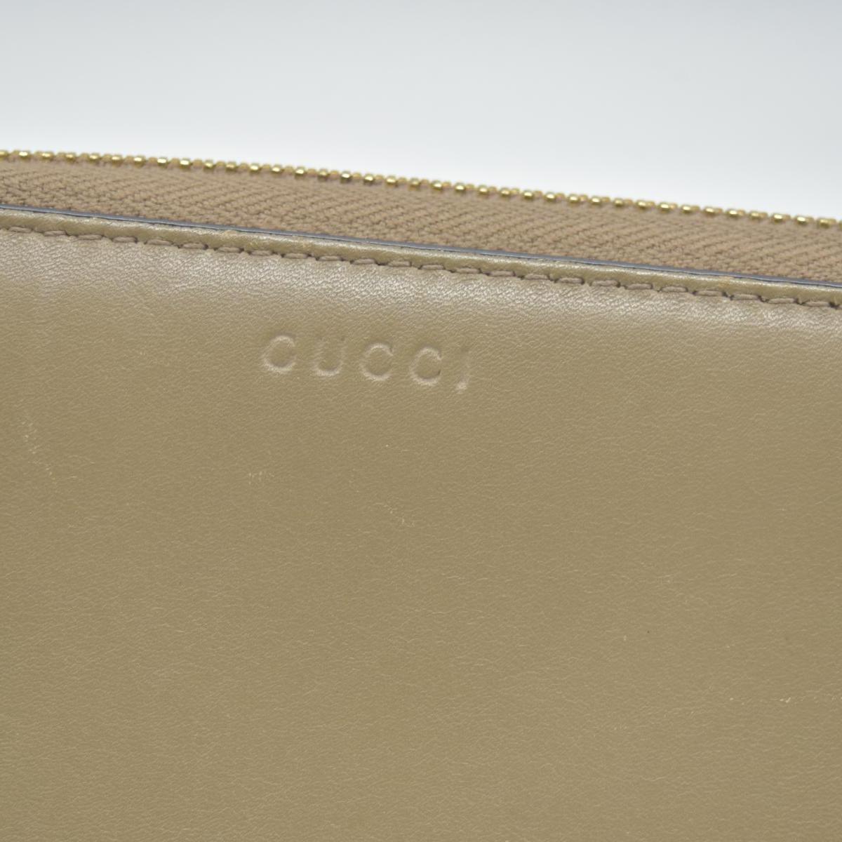 $795 GUCCI Bamboo Pearl Leather Zip Around Long Wallet Beige