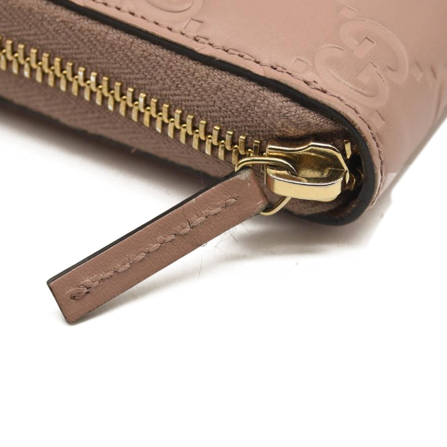 Guccissima Bow Zip Around Wallet Pink