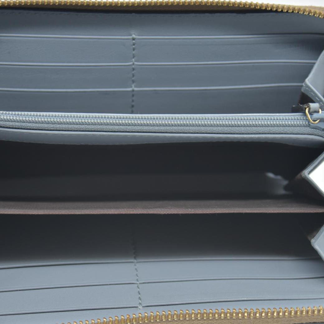 $795 GUCCI Bamboo Pearl Leather Zip Around Long Wallet Beige
