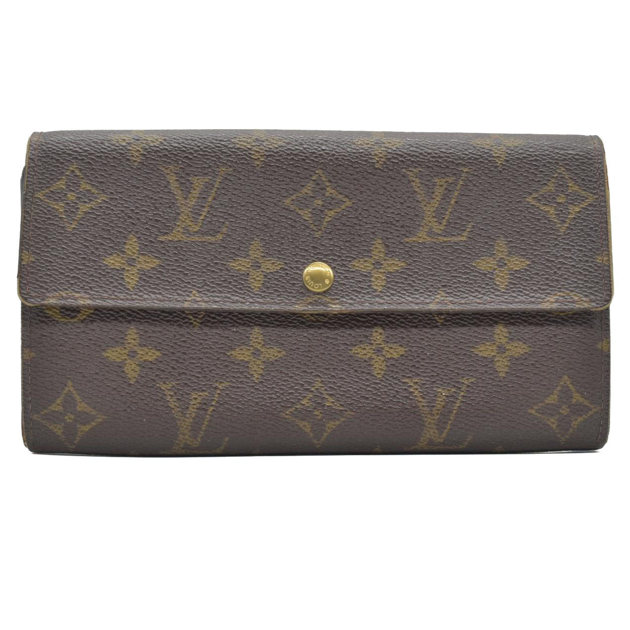 $775 2000 Louis Vuitton Monogram Portefeiulle Sarah Long Bifold Wallet Brown MB0090