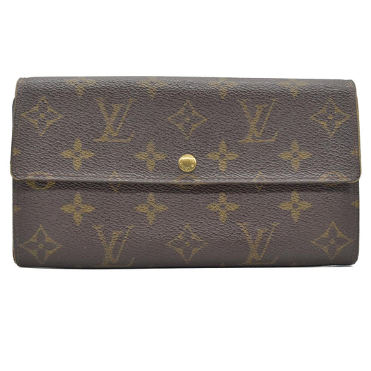 $775 2000 Louis Vuitton Monogram Portefeiulle Sarah Long Bifold Wallet Brown MB0090