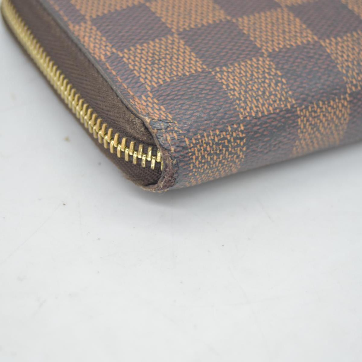 $965 2013 Louis Vuitton Damier Zippy Zip Around Long Wallet Purse Brown CA4163