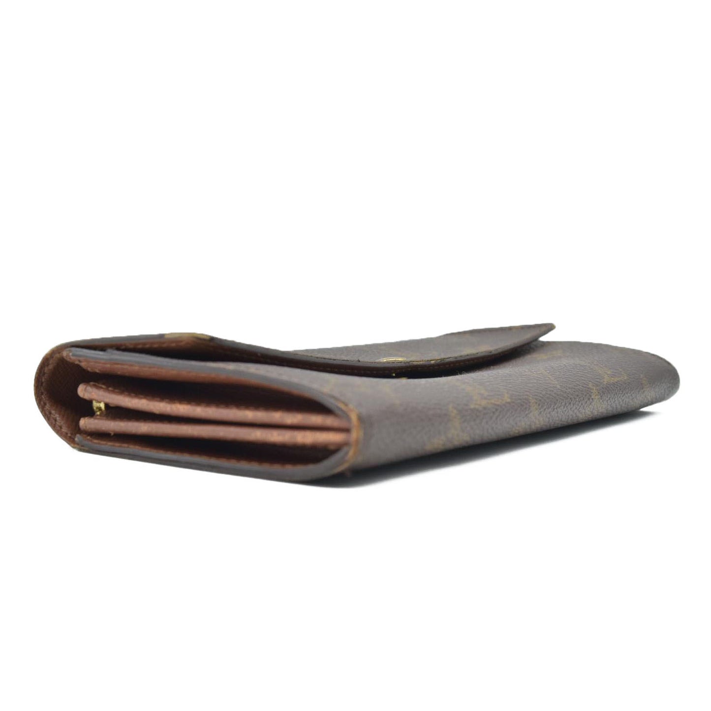 $775 2000 Louis Vuitton Monogram Portefeiulle Sarah Long Bifold Wallet Brown MB0090