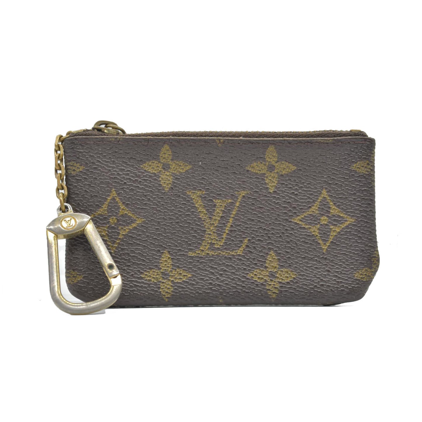 $345 Louis Vuitton Monogram Key Cles Pouch Wallet Coin Purse Brown
