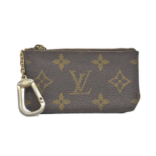 $345 Louis Vuitton Monogram Key Cles Pouch Wallet Coin Purse Brown