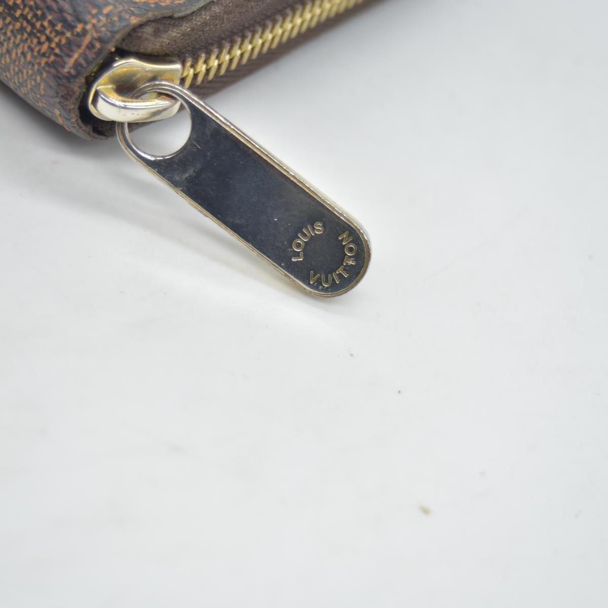 $965 2013 Louis Vuitton Damier Zippy Zip Around Long Wallet Purse Brown CA4163
