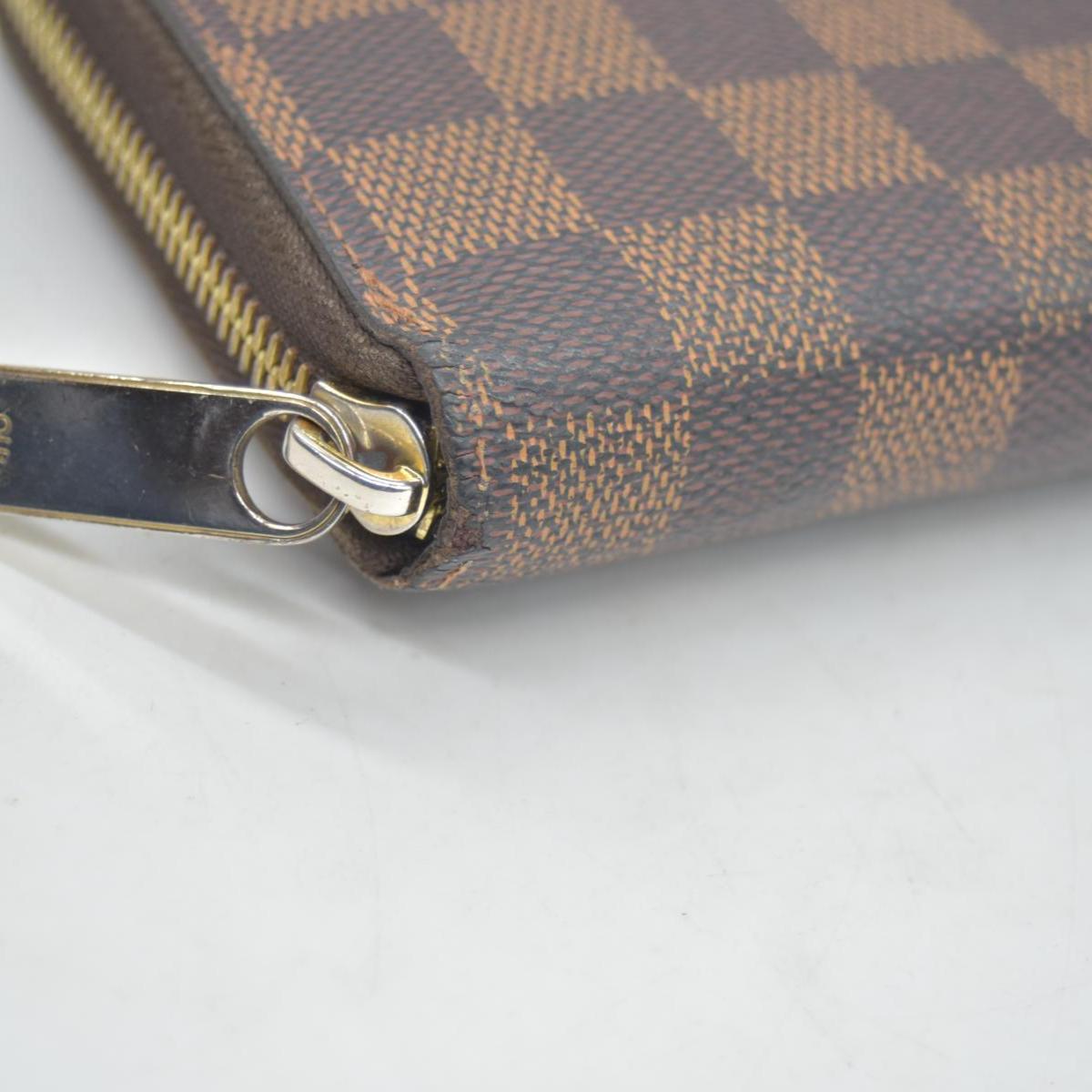 $965 2013 Louis Vuitton Damier Zippy Zip Around Long Wallet Purse Brown CA4163
