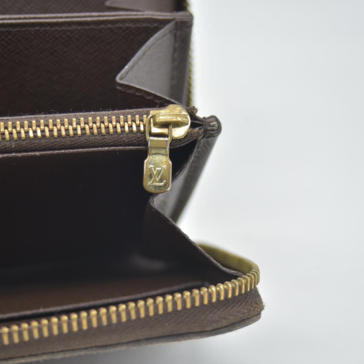 $965 2013 Louis Vuitton Damier Zippy Zip Around Long Wallet Purse Brown CA4163