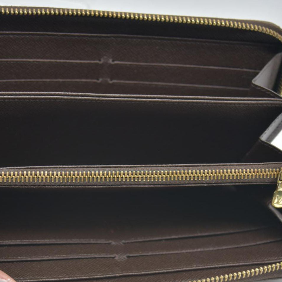 $965 2013 Louis Vuitton Damier Zippy Zip Around Long Wallet Purse Brown CA4163