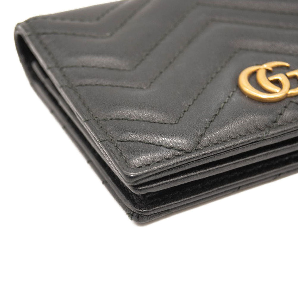 Gucci Calfskin Matelasse GG Marmont Card Case Wallet Black