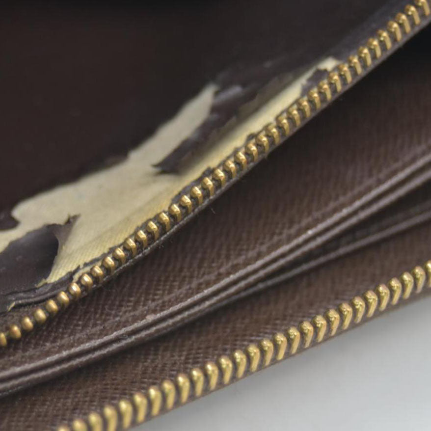 $965 2013 Louis Vuitton Damier Zippy Zip Around Long Wallet Purse Brown CA4163