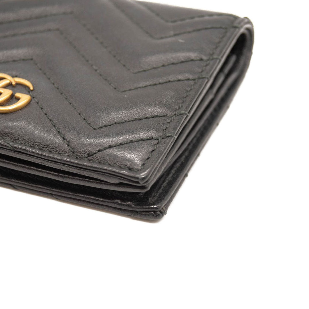 Gucci Calfskin Matelasse GG Marmont Card Case Wallet Black