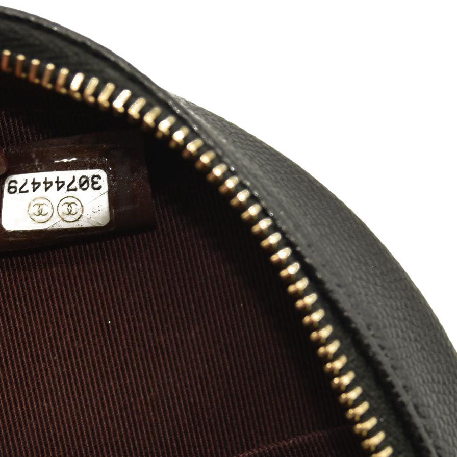 Chanel  Caviar Quilted Round Clutch With Chain Black 30*