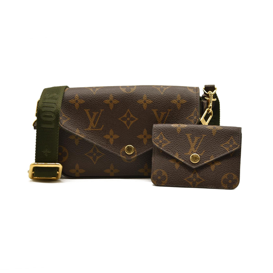 RFID Louis Vuitton  Monogram Felicie Strap & Go Kaki