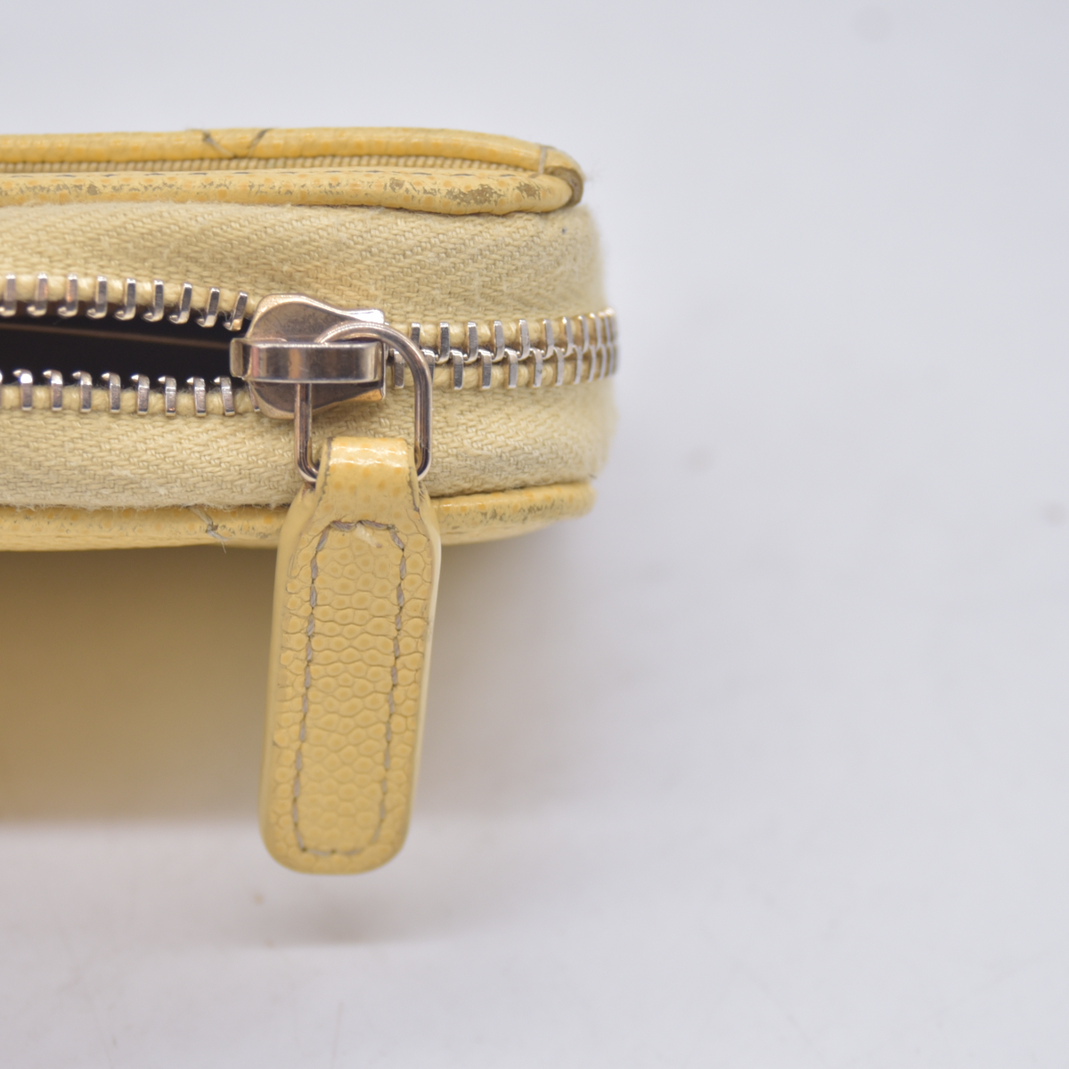 $1150 Chanel 2021 Yellow Quilted Caviar Leather Small Zip-Around Wallet 10021117