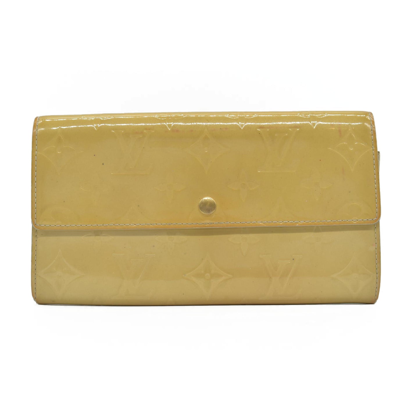 $840 2002 Louis Vuitton Monogram Vernis Porte Feuille Sarah Long Bifold Wallet TH0032