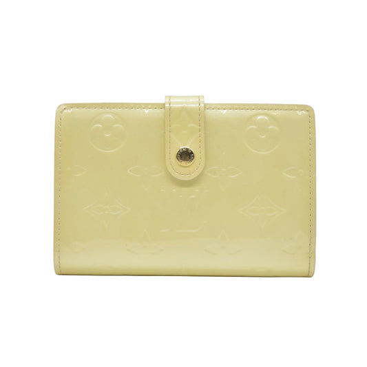 $935 2005 Louis Vuitton Monogram Vernis French Purse Wallet Beige MI0045