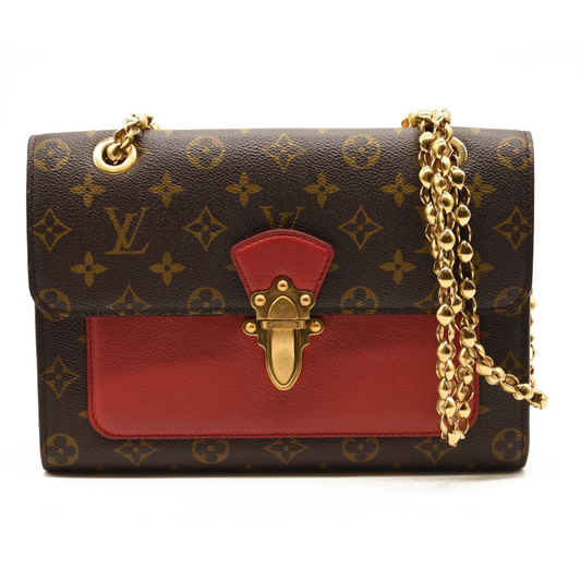 Louis Vuitton Monogram Victoire Cherry Chain Shoulder Bag Red Brown Gold