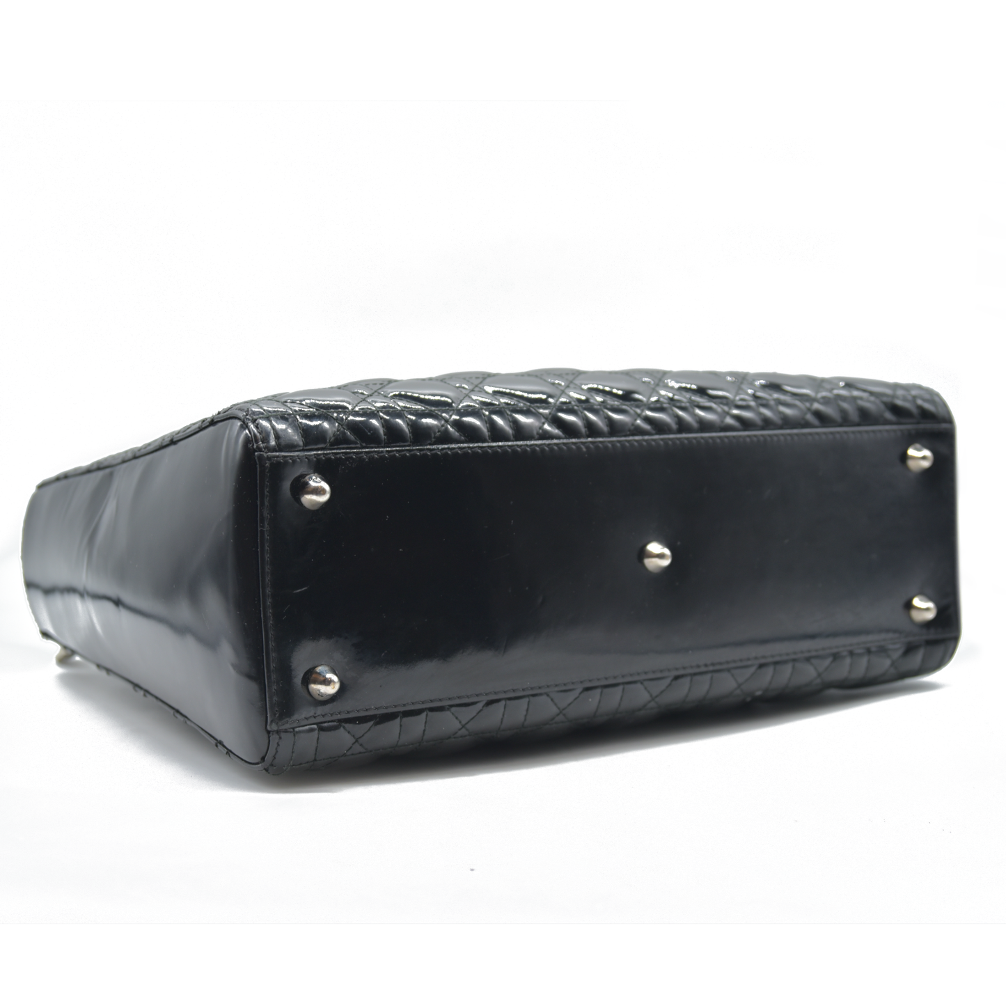 $7200 Christian Dior  Patent Cannage Large Lady Dior Black