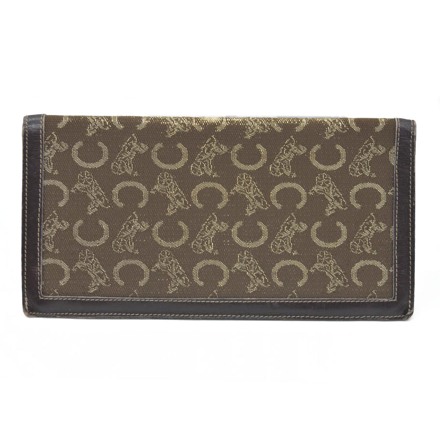 CELINE Wallet Long C Macadam Horse Carriage Leather Canvas Brown