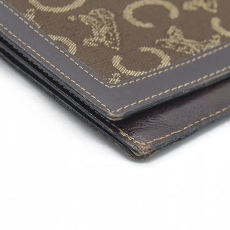 CELINE Wallet Long C Macadam Horse Carriage Leather Canvas Brown