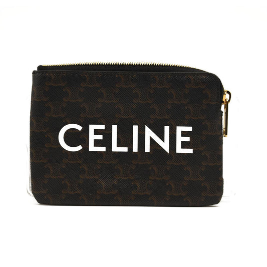 Celine Triomphe Canvas Coin and Card Pouch Black