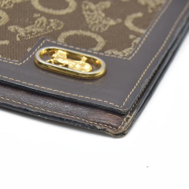 CELINE Wallet Long C Macadam Horse Carriage Leather Canvas Brown