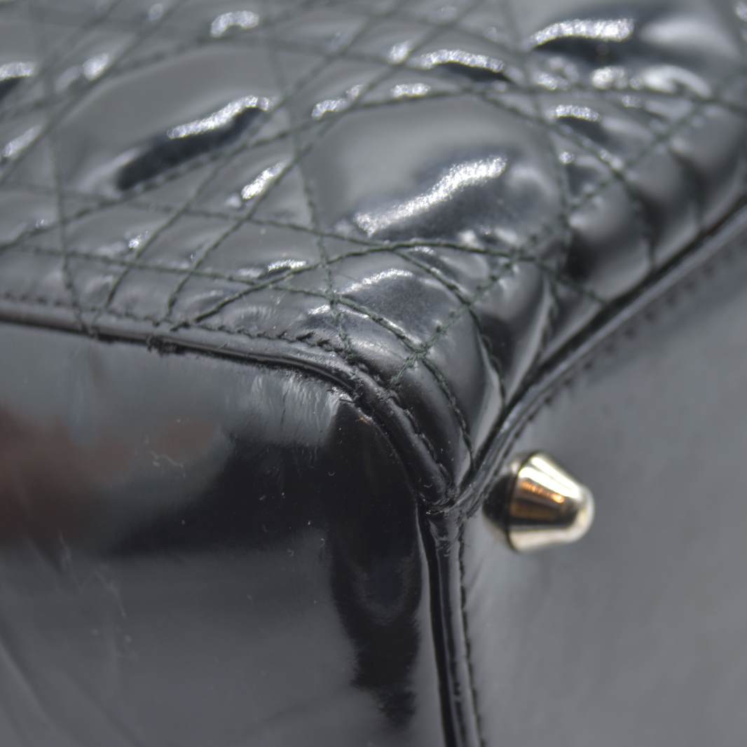 $7200 Christian Dior  Patent Cannage Large Lady Dior Black