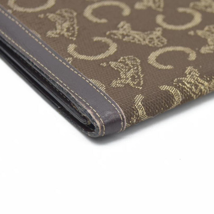 CELINE Wallet Long C Macadam Horse Carriage Leather Canvas Brown