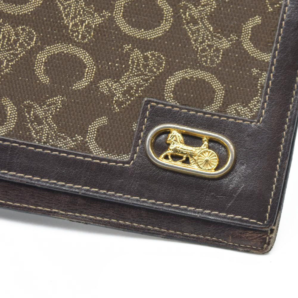 CELINE Wallet Long C Macadam Horse Carriage Leather Canvas Brown