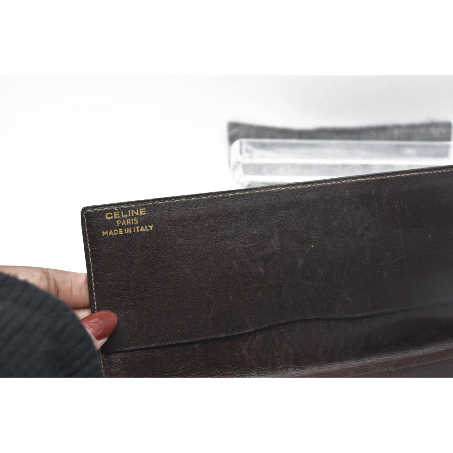 CELINE Wallet Long C Macadam Horse Carriage Leather Canvas Brown