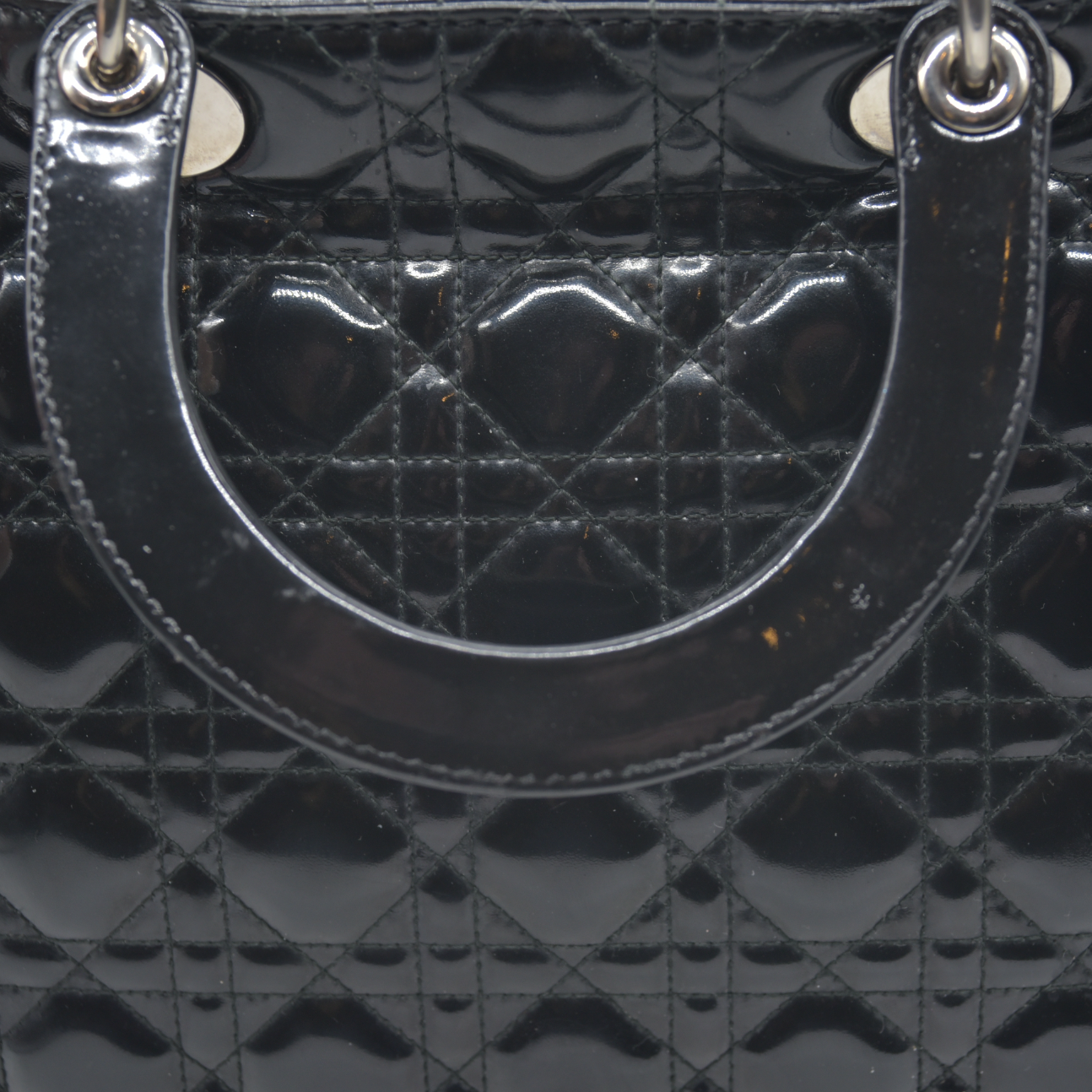 $7200 Christian Dior  Patent Cannage Large Lady Dior Black
