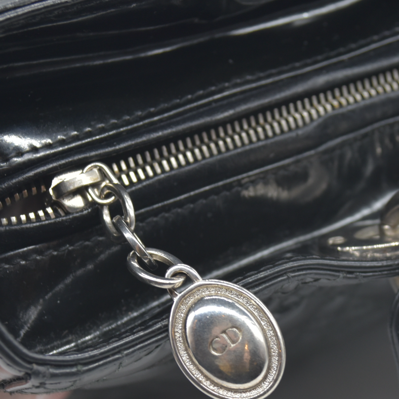 $7200 Christian Dior  Patent Cannage Large Lady Dior Black