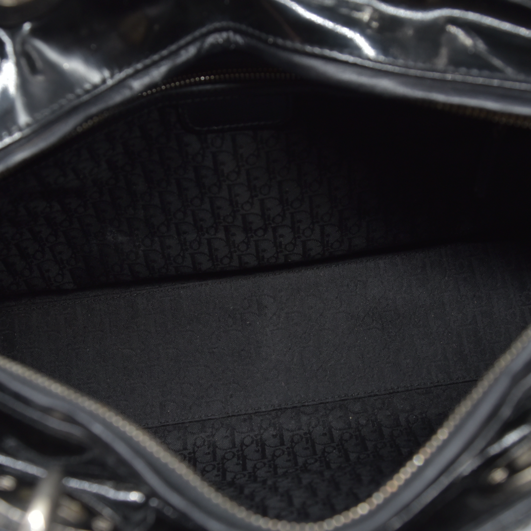 $7200 Christian Dior  Patent Cannage Large Lady Dior Black