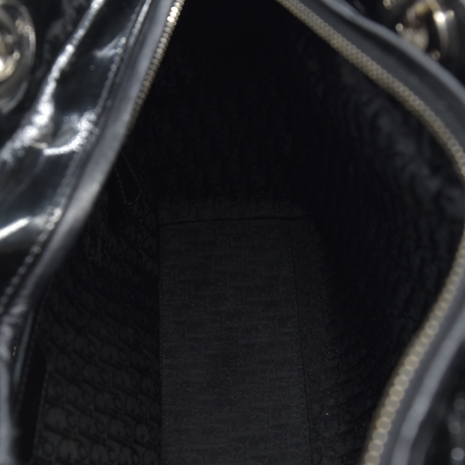 $7200 Christian Dior  Patent Cannage Large Lady Dior Black