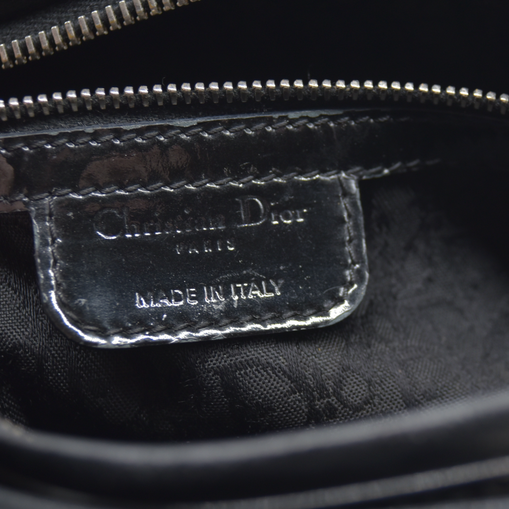 $7200 Christian Dior  Patent Cannage Large Lady Dior Black